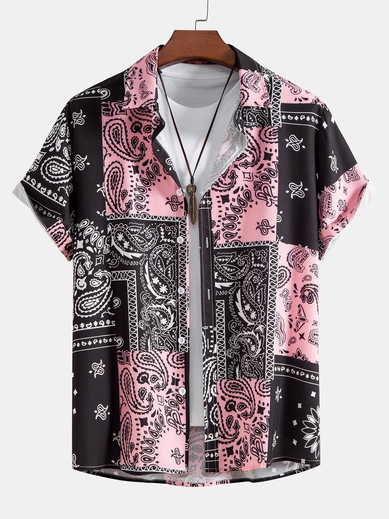 Paisley Print Button Up Shirt & Swim Shorts