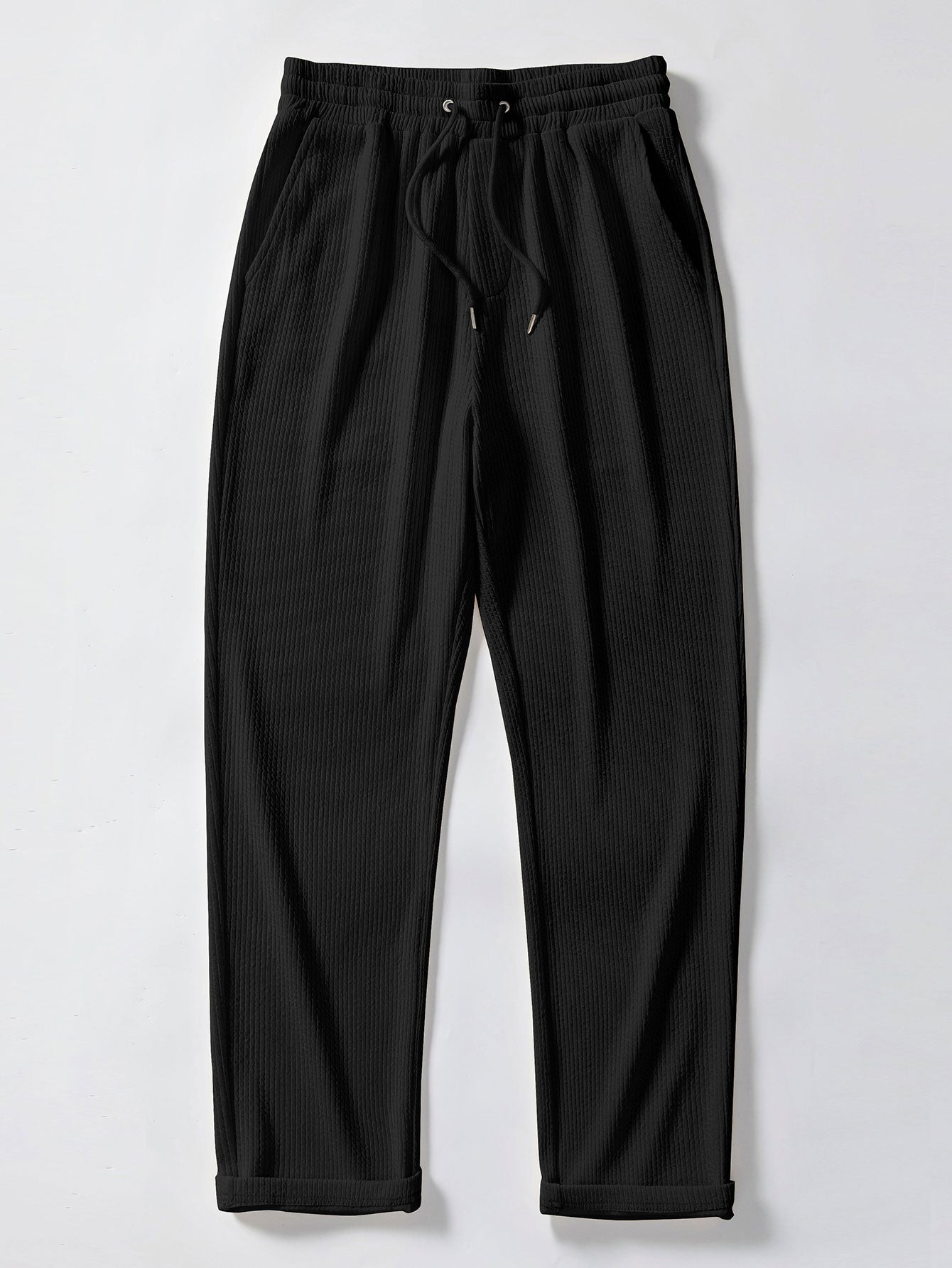Long Sleeve Muscle Fit Ribbed Stand Collar Shirt & Straight Leg Ribbed Pants