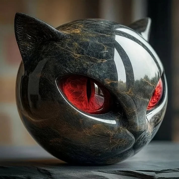 Shadow Whisker - Mystic Black Cat Head Sculpture