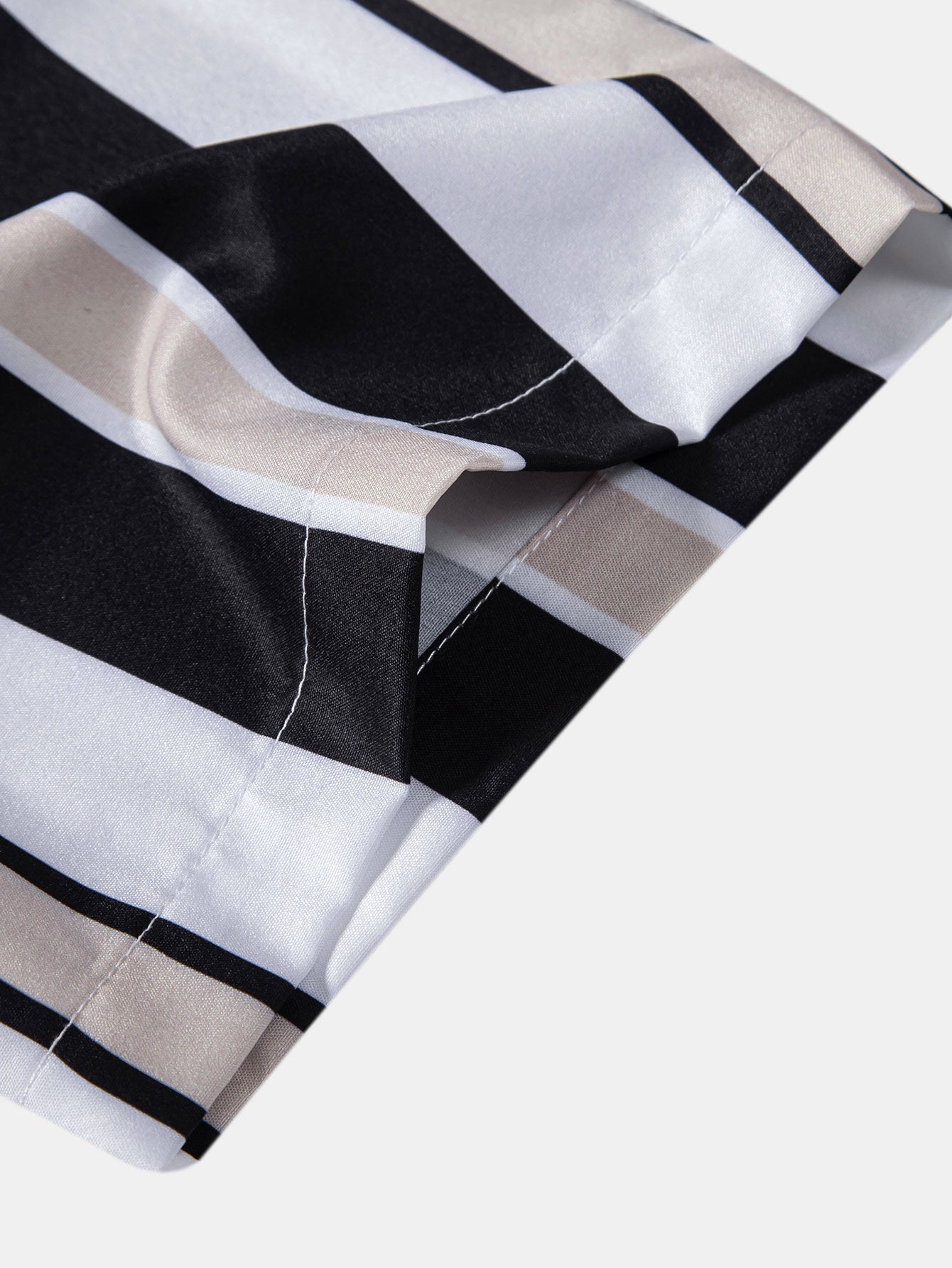 Stripe Print Button Up Shirt & Swim Short