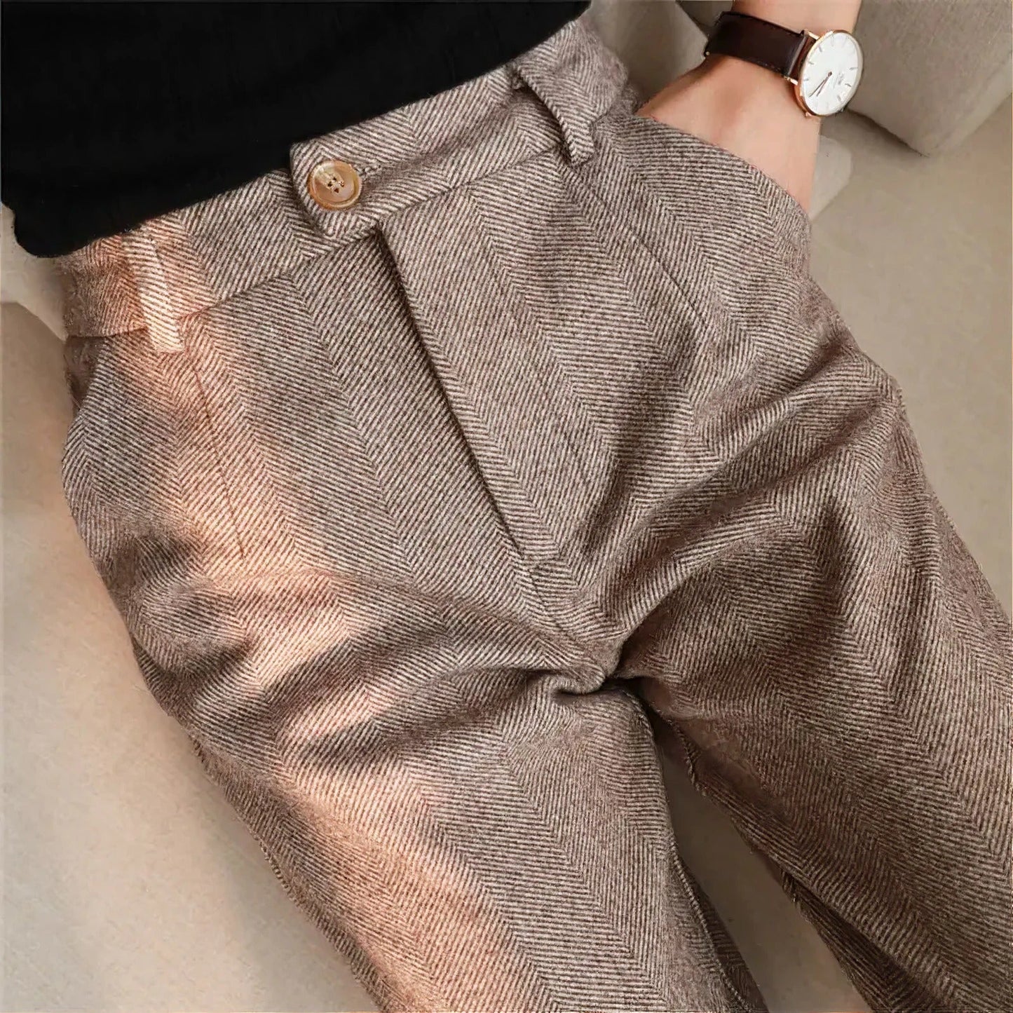 Elegant Pure Wool Tailored Trousers