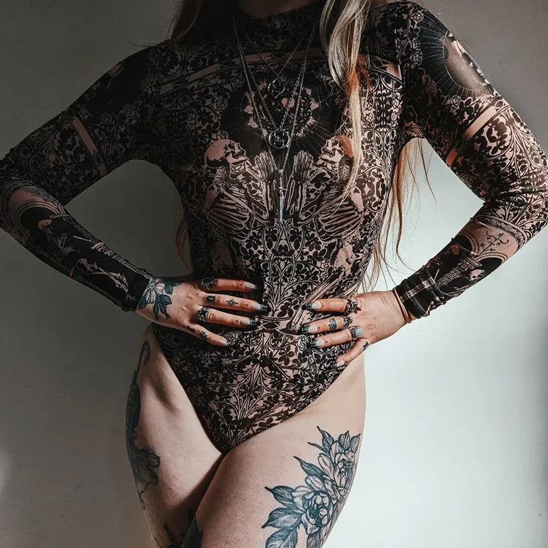 NOCTURNA™ Gothic Mesh Bodysuit