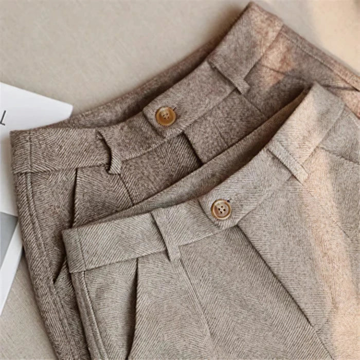 Elegant Pure Wool Tailored Trousers