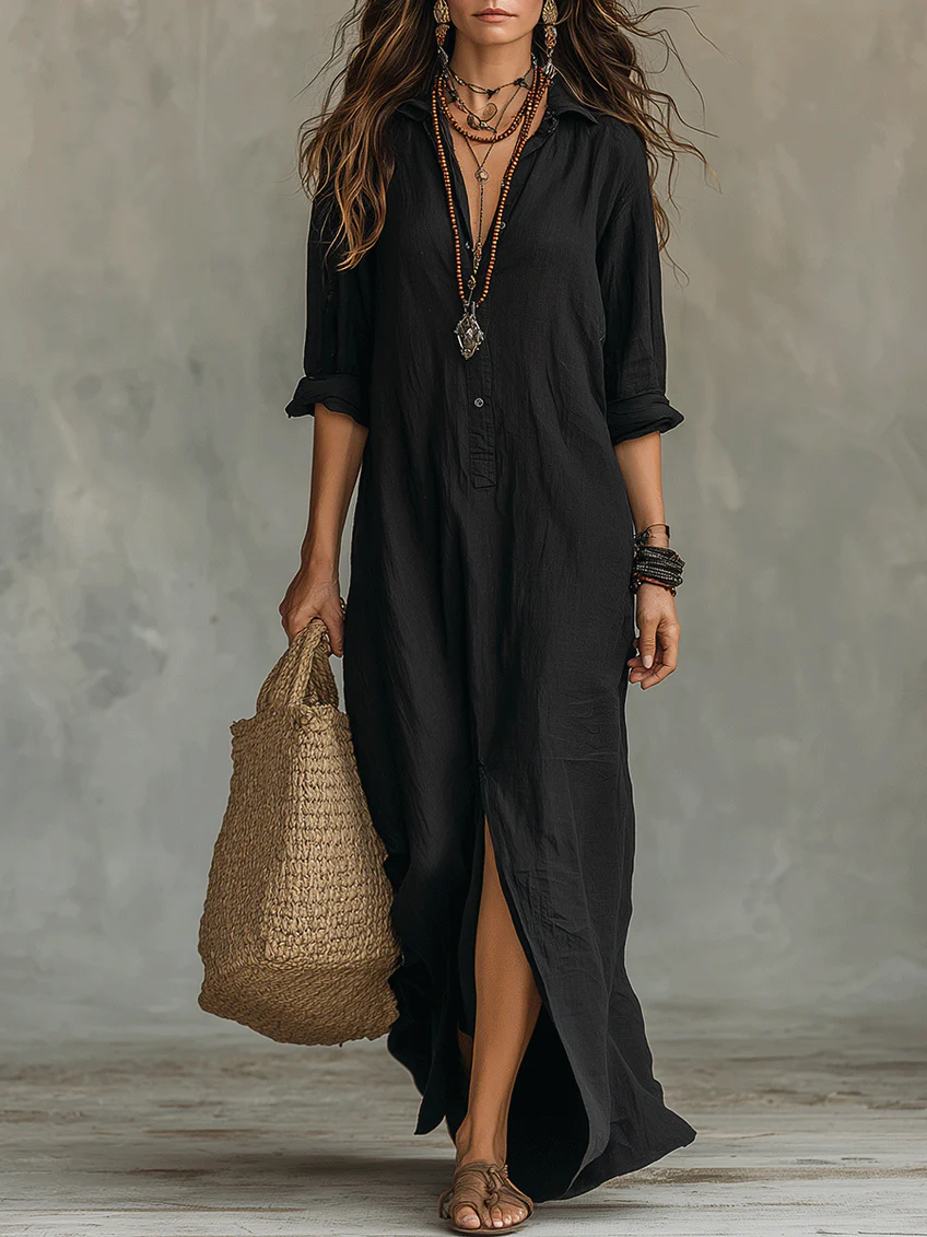 Elira Relaxed Button Maxi Dress