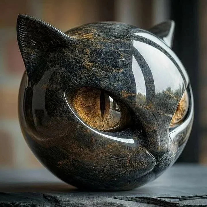 Shadow Whisker - Mystic Black Cat Head Sculpture