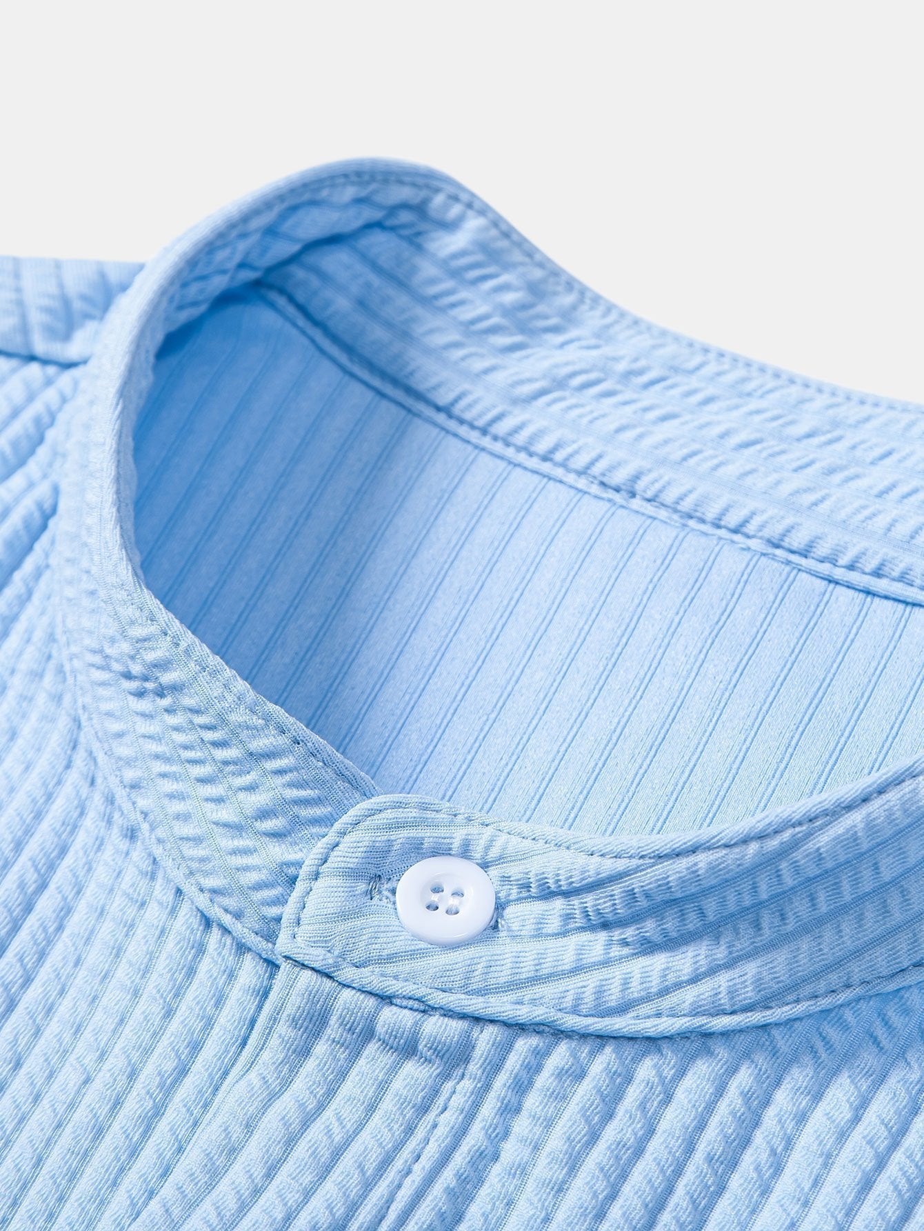 Long Sleeve Muscle Fit Ribbed Stand Collar Shirt & Straight Leg Ribbed Pants