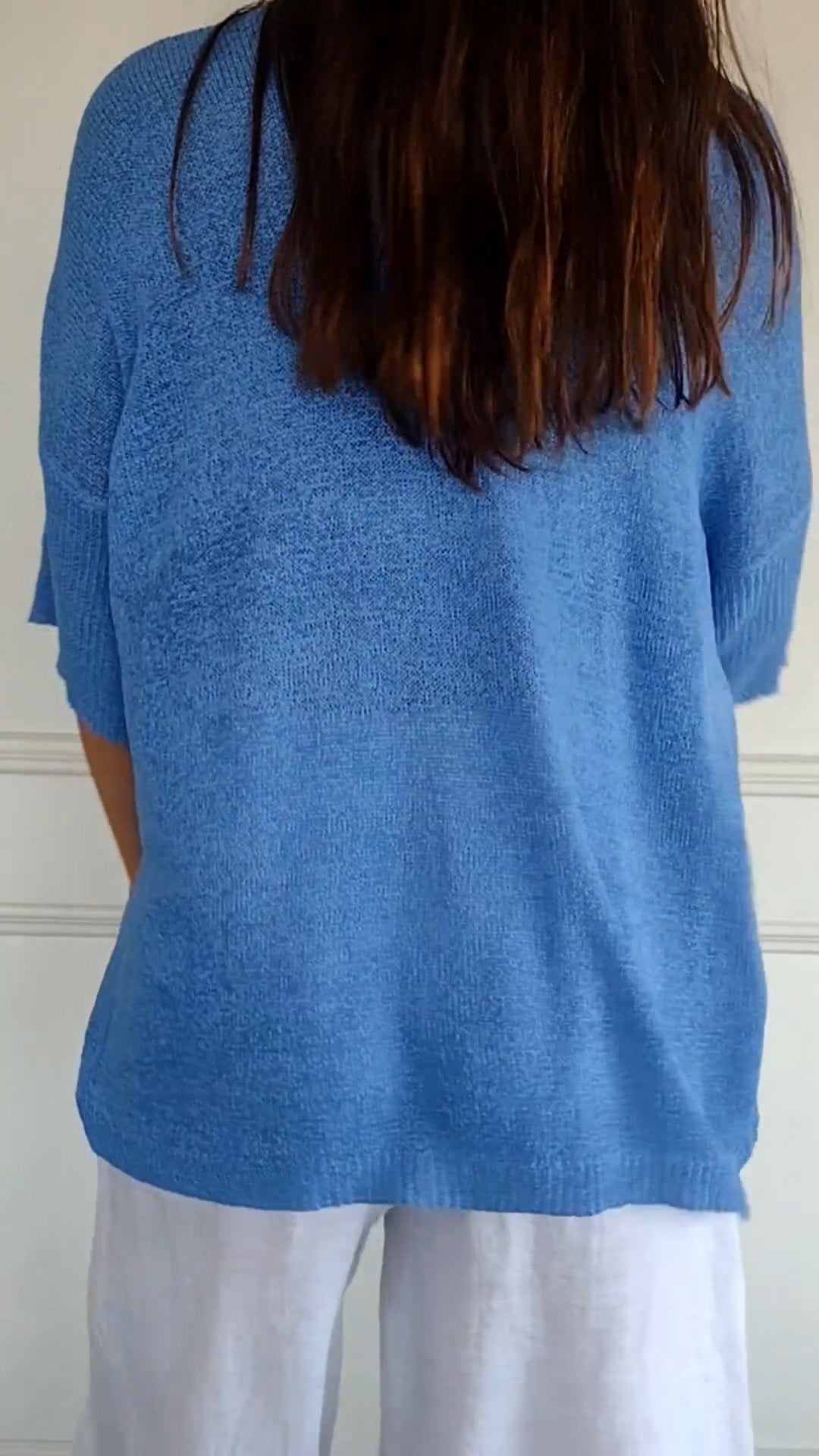 Elisa Solid Colour Knitted V-neck Top