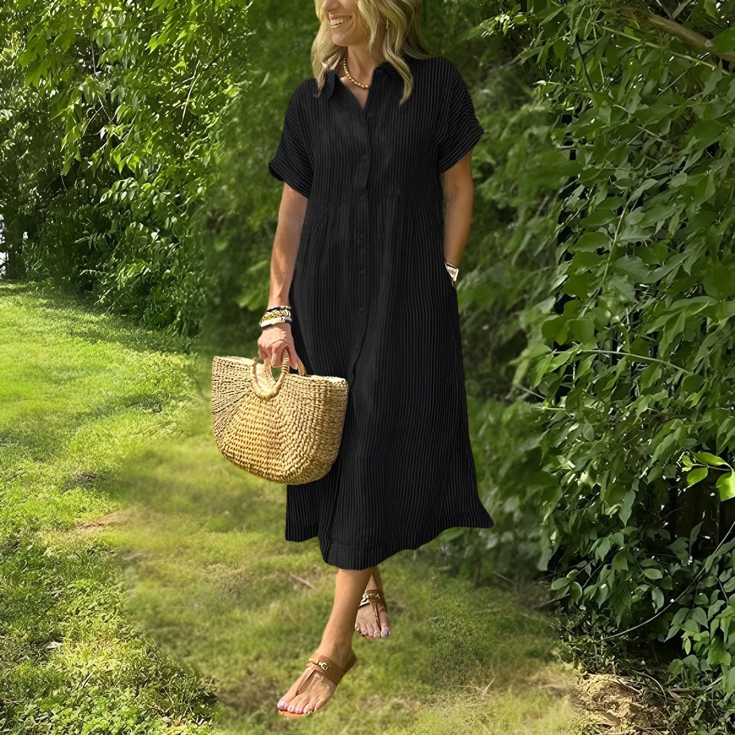 Fioria Flattering Striped Shirtdress