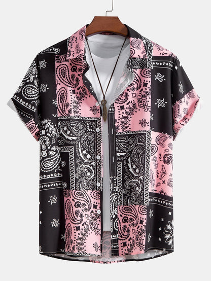 Paisley Print Button Up Shirt & Swim Shorts