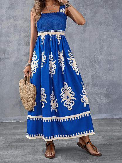 Amelira Smocked Floral A-Line Dress