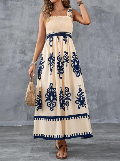 Amelira Smocked Floral A-Line Dress