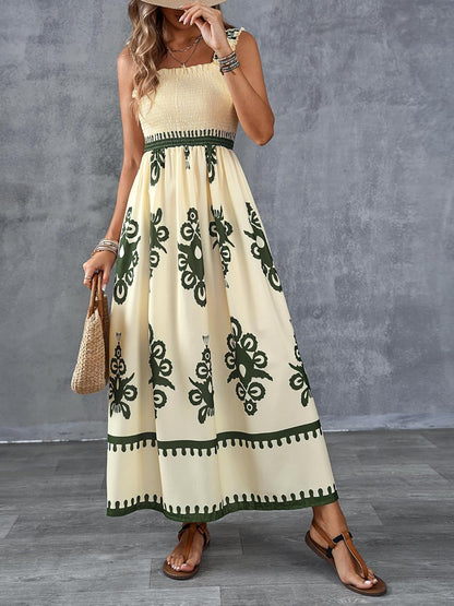 Amelira Smocked Floral A-Line Dress