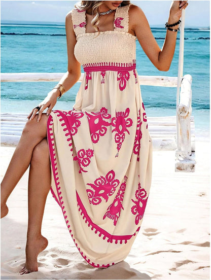 Amelira Smocked Floral A-Line Dress