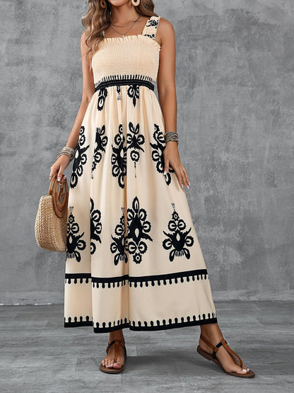 Amelira Smocked Floral A-Line Dress