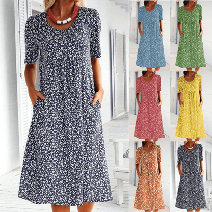 Sabrina - Round Neck Floral Dress