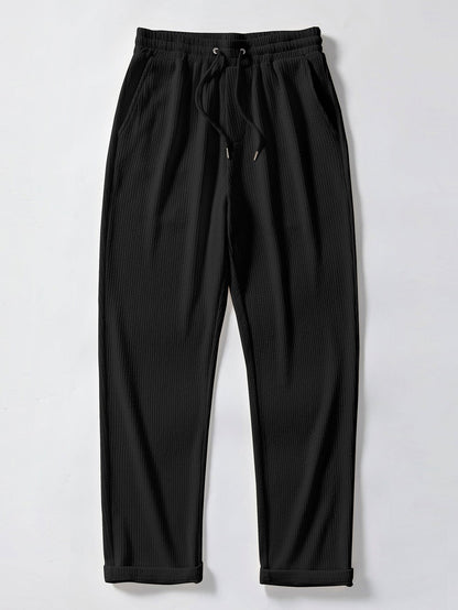 Long Sleeve Muscle Fit Ribbed Stand Collar Shirt & Straight Leg Ribbed Pants