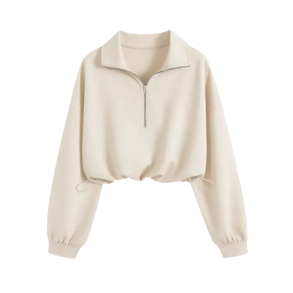 ISOLENE™ – Comfortable Half-Zip Drawstring Cropped Sweatshirt