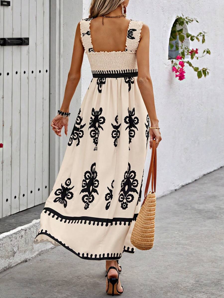Amelira Smocked Floral A-Line Dress