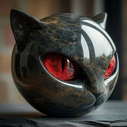 Shadow Whisker - Mystic Black Cat Head Sculpture
