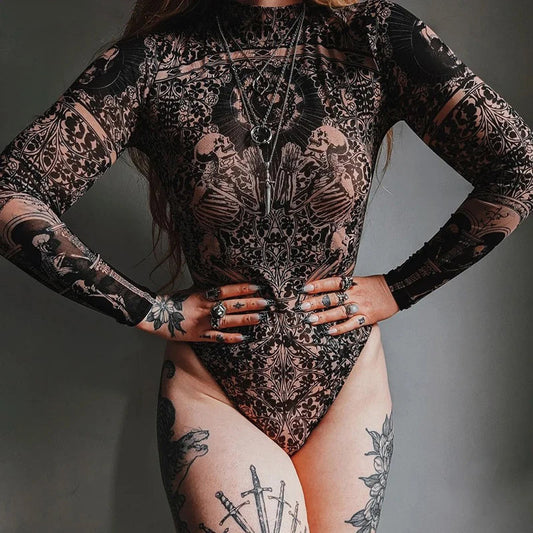 NOCTURNA™ Gothic Mesh Bodysuit