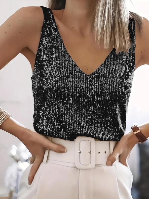 GRACE™ - Glitter Sequin V Neck Tank Top for Summer Nights