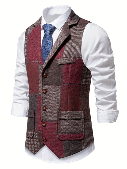 Elvora Herringbone Tweed Vest
