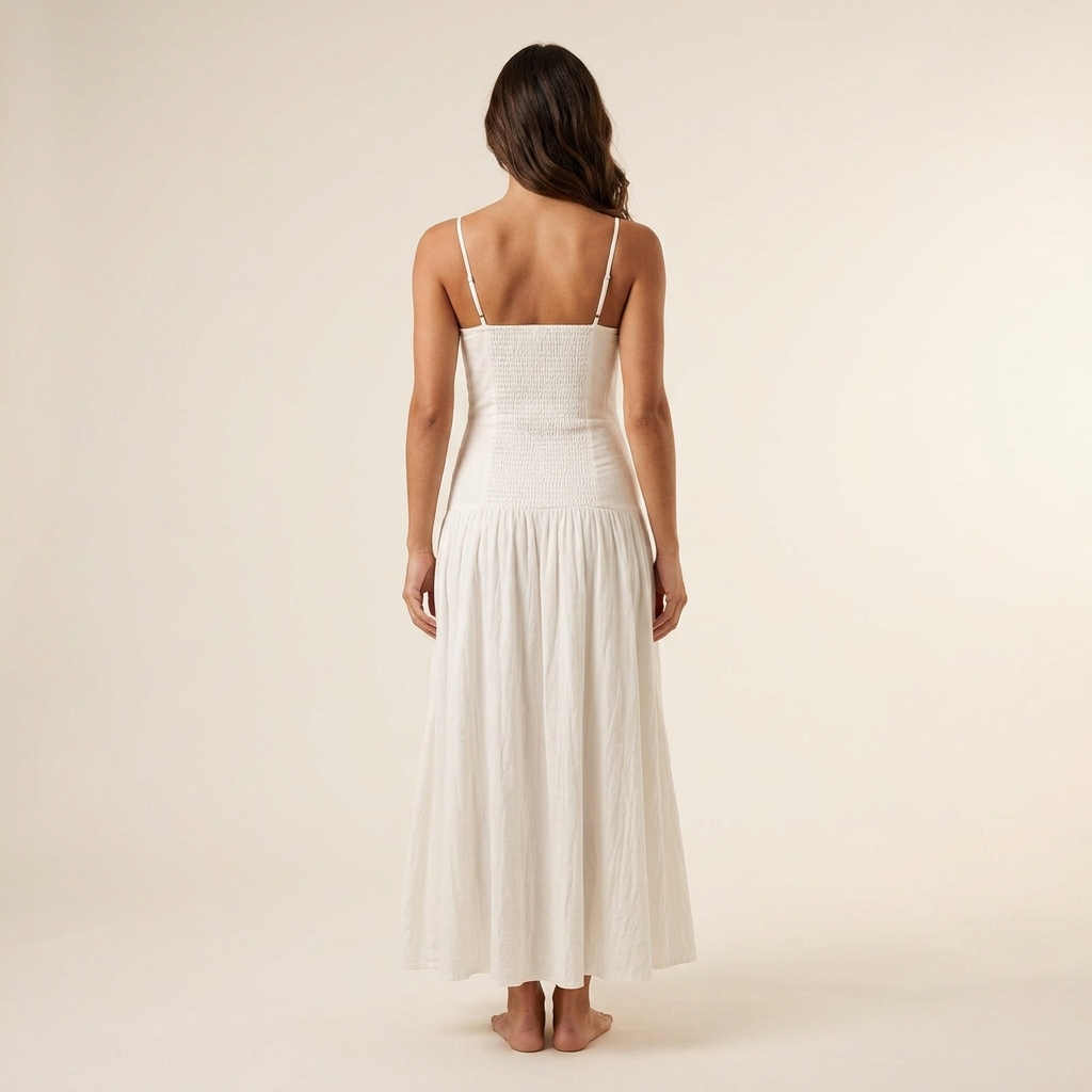 Mirella Linen Cotton Drop Waist Bustier Sundress