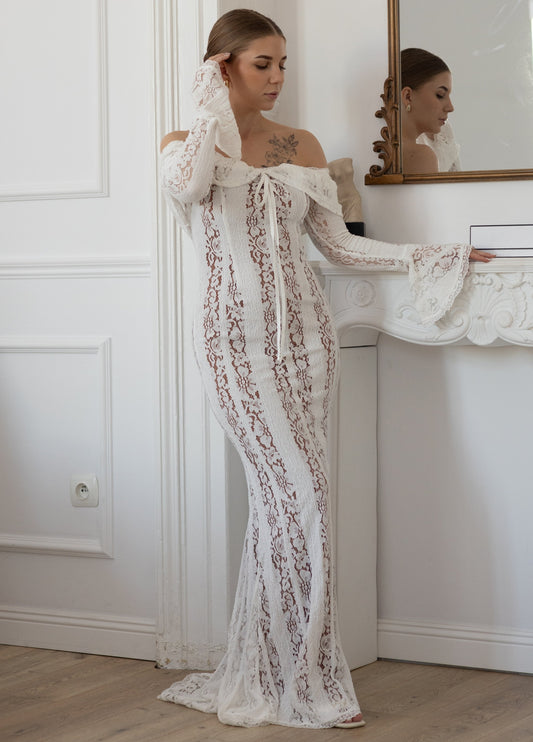 Arielle Lace Maxi Dress – White
