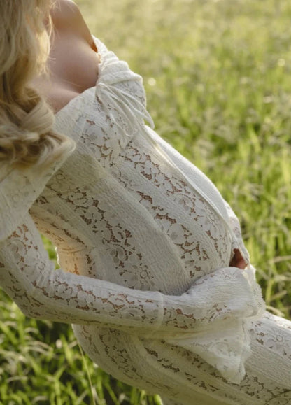 Arielle Lace Maxi Dress – White