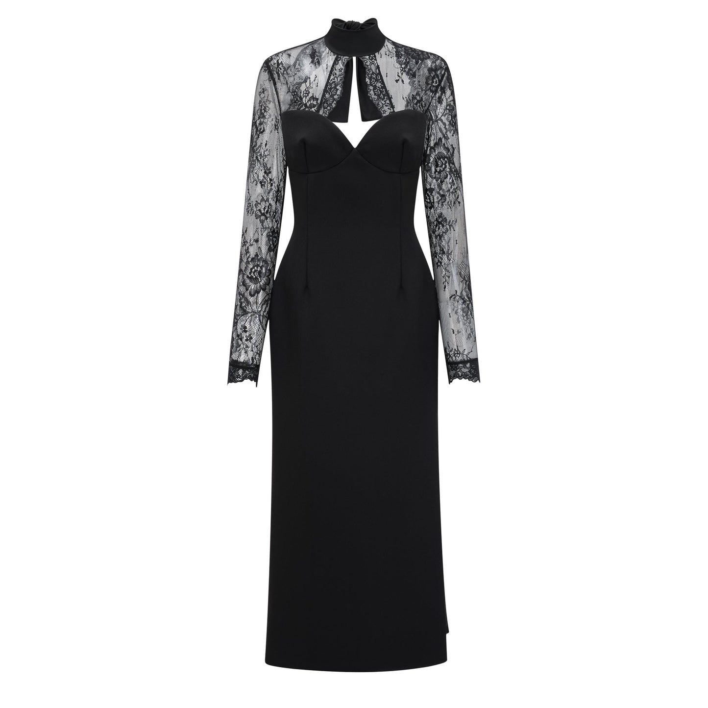 Valenora Lace Panel Maxi Dress – Black