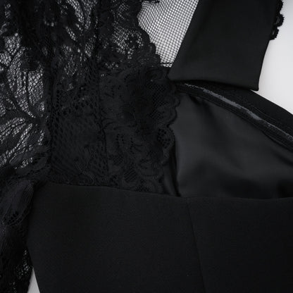 Valenora Lace Panel Maxi Dress – Black