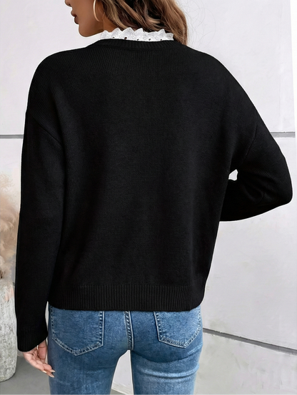 Elira Lace Collar Knit Blouse