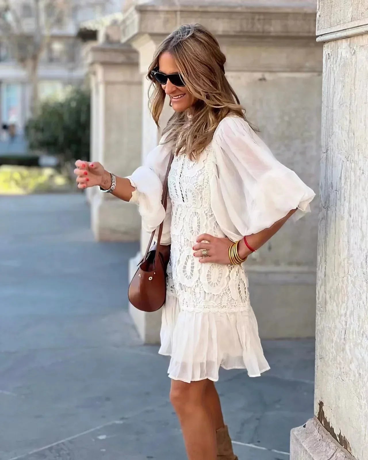 Gabriela™ Embroidered Lace Mini Dress