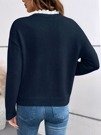 Elira Lace Collar Knit Blouse