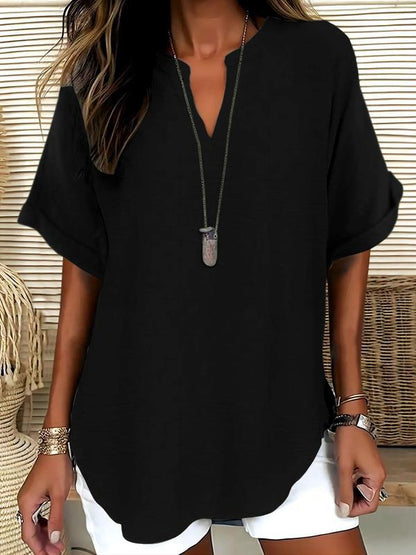 GENNEVA™ – Casual Plain Short Sleeve Blouse