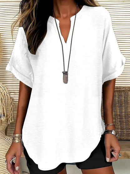GENNEVA™ – Casual Plain Short Sleeve Blouse
