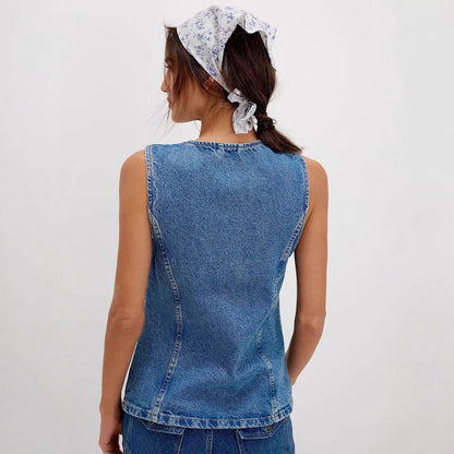 QERIDAD™ - Comfy Button Down Sleeveless Vest