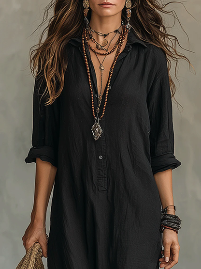 Elira Relaxed Button Maxi Dress