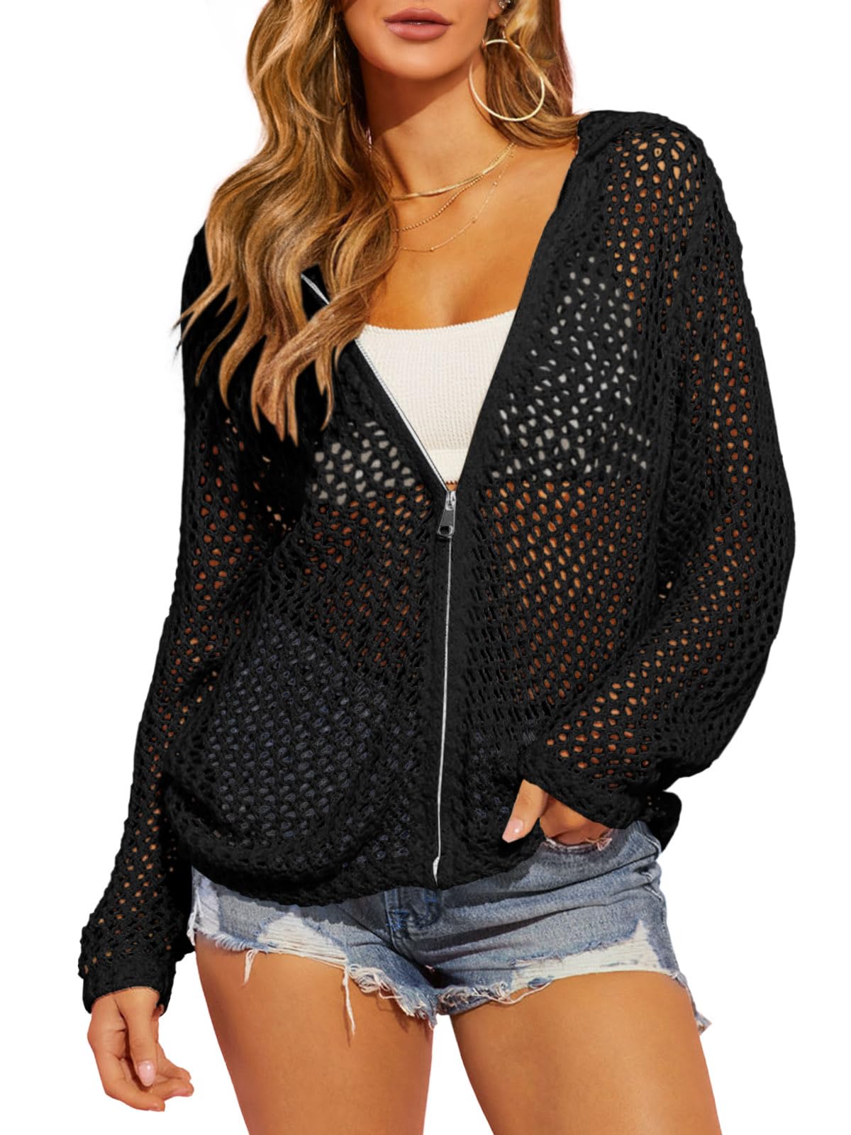 Elowira Crochet Hooded Cover-Up
