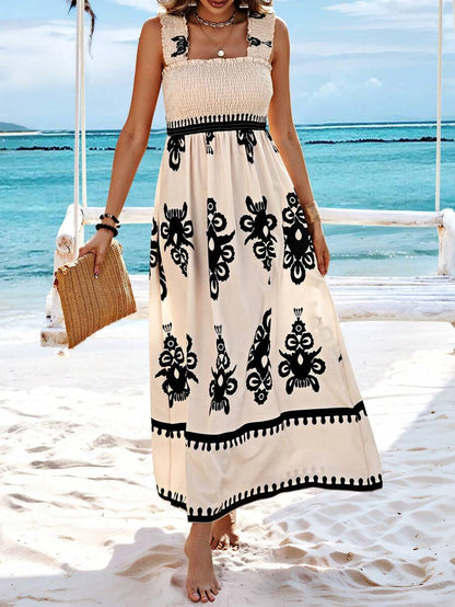 Amelira Smocked Floral A-Line Dress