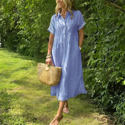 Fioria Flattering Striped Shirtdress