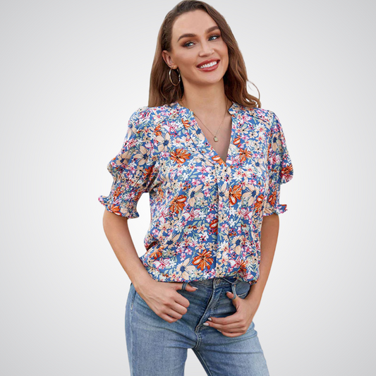 MONICA™ – Chic V-Neck Blouse