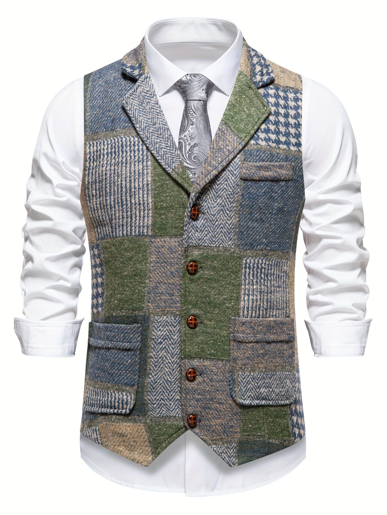 Elvora Herringbone Tweed Vest