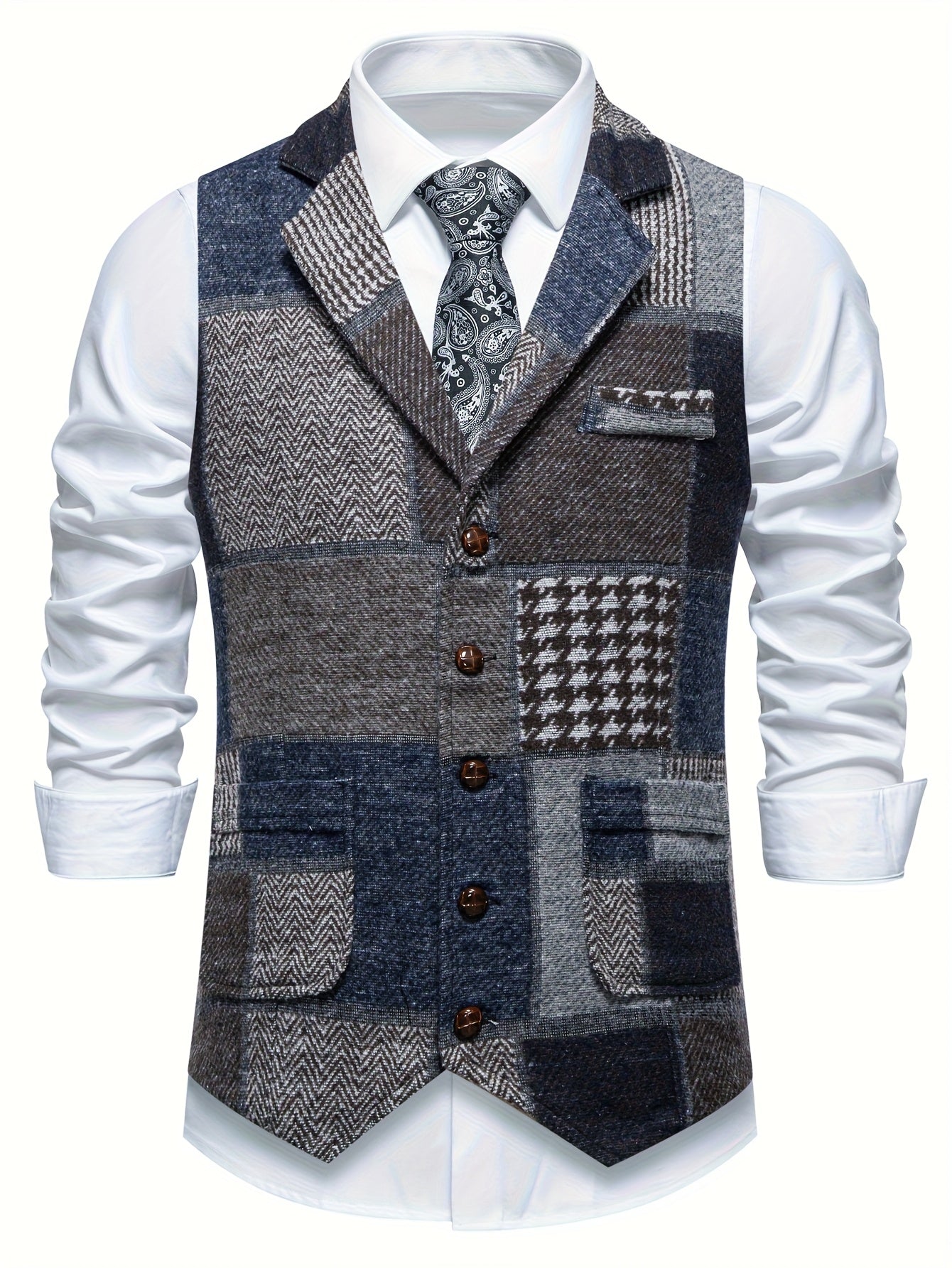 Elvora Herringbone Tweed Vest
