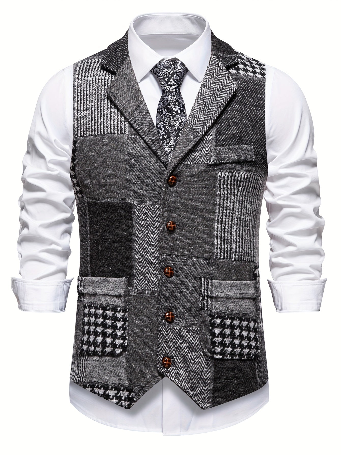 Elvora Herringbone Tweed Vest