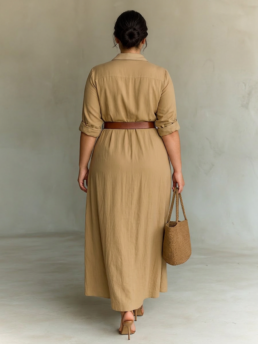 Selena Notched Collar Long Sleeve Maxi Dress