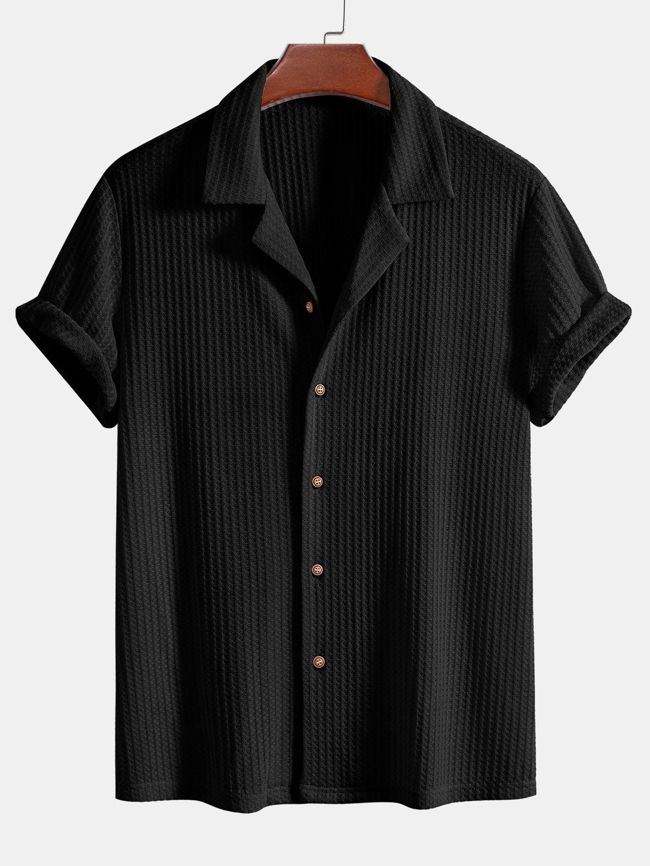 Riviera Knitted Waffle Cuban Shirt & Straight Leg Linen Pants Set