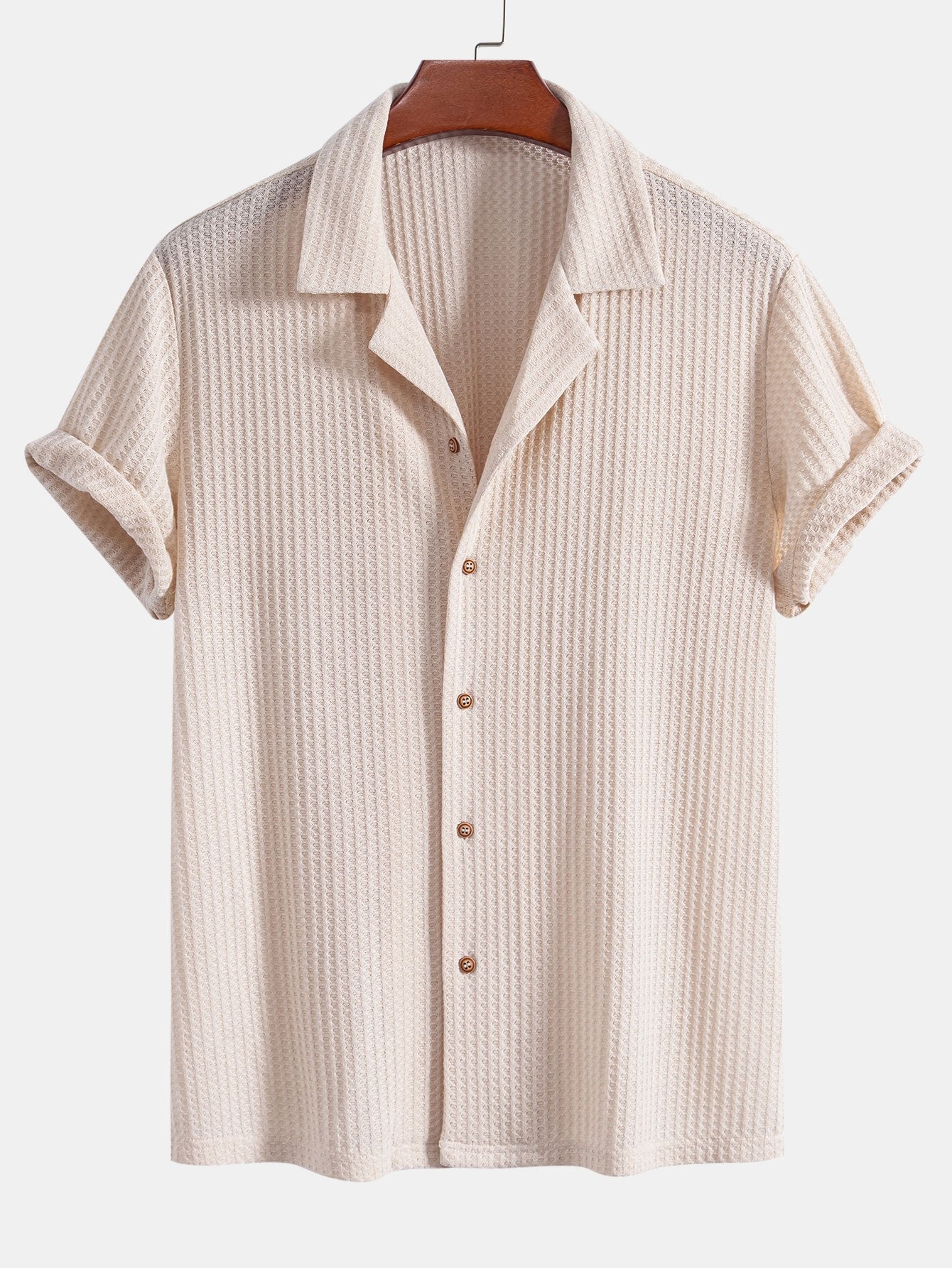 Riviera Knitted Waffle Cuban Shirt & Straight Leg Linen Pants Set