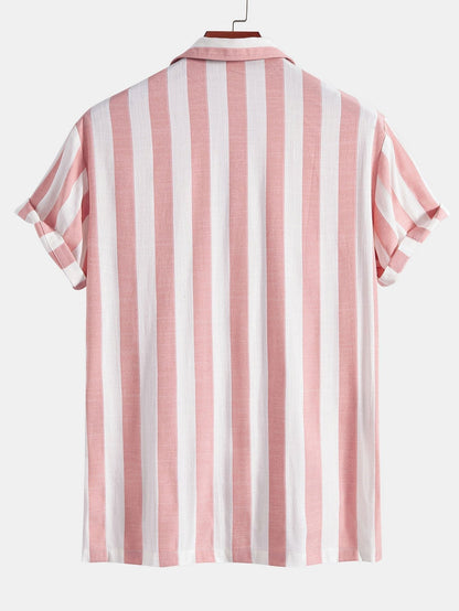 Striped Cuban Collar Shirt & Swim Shorts