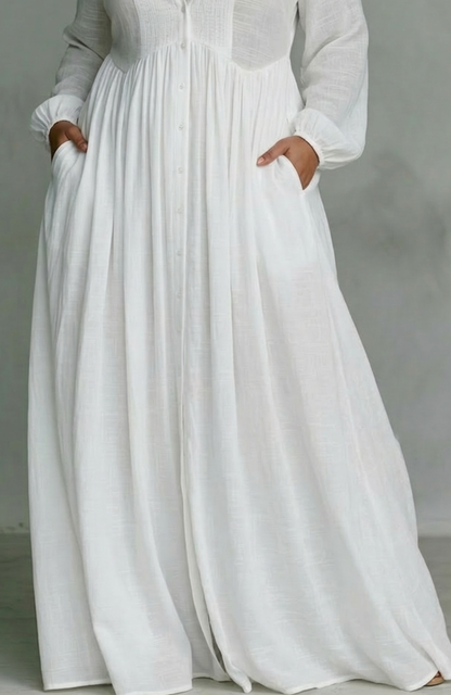 Elowen Flowing Button-Front Maxi Dress